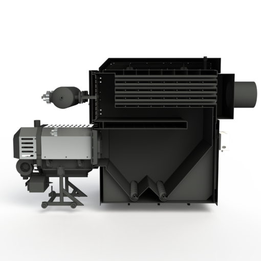 Pellet boiler 500 kW FOCUS, power range (100-550 kW) ash removal + pneumatic cleaning of the heat exchanger - Firebox - Solid fuel pellet boilers, pellet burners, industrial