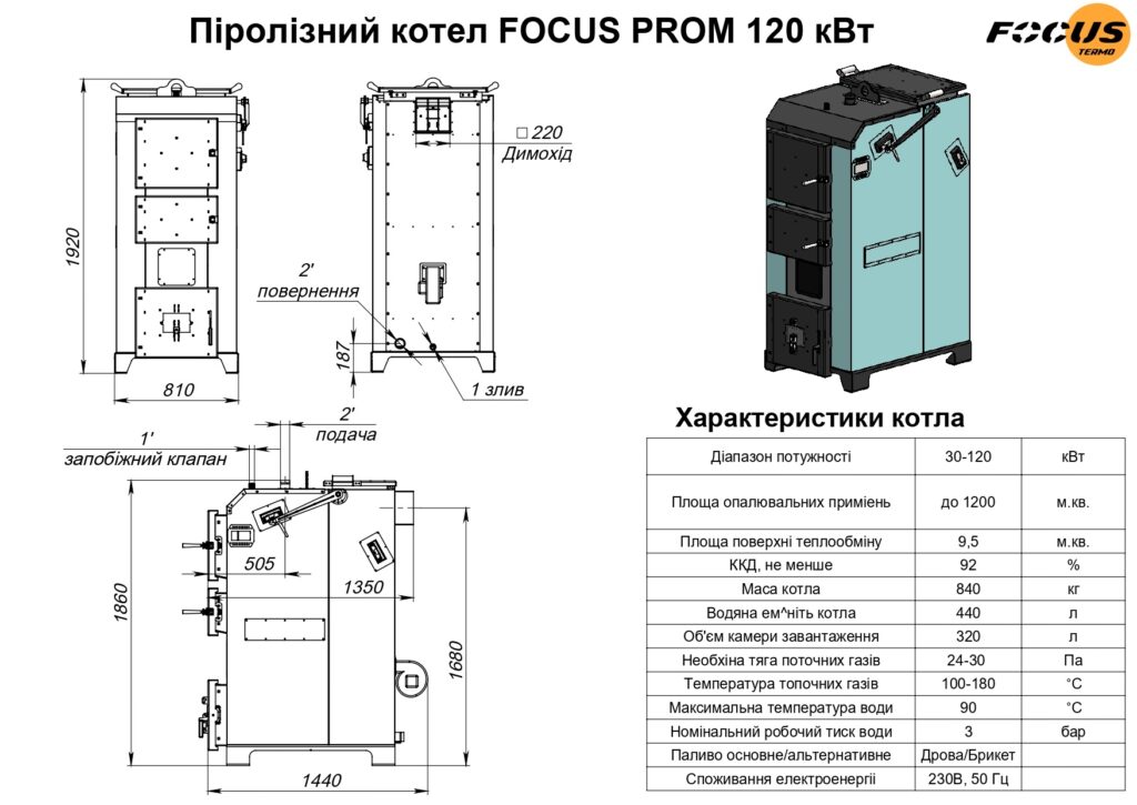 Твердопаливний піролізний котел 120 кВт FOCUS - Firebox - Твердопаливні пелетні котли, пелетні пальники, промислові
