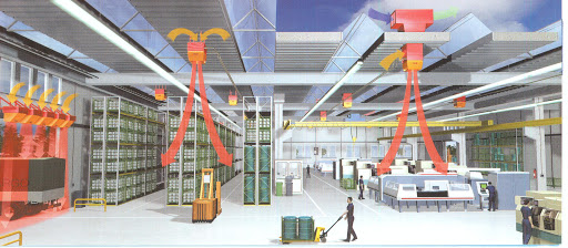 Heating a production hall with Volcano fan heaters - Firebox - Solid fuel pellet boilers, pellet burners, industrial
