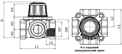 Vierwege-Mischventil DN32 mit Servoantrieb für Kessel von 20 kW bis 150 kW – FireBox – Festbrennstoff-Pelletkessel, Pelletbrenner, Industrie